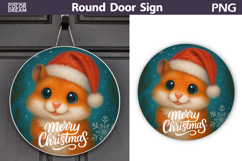 Cute Hamster Round Sign | Merry Christmas Door Sign Product Image 1