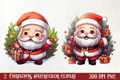 Cute Christmas Santa Claus Peeking Clipart, Christmas PNG Product Image 1
