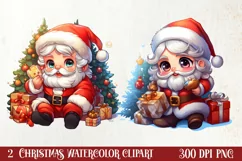 Cute Christmas Santa Claus Peeking Clipart, Christmas PNG Product Image 1