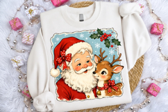 Cute Christmas Santa Reindeer PNG,Christmas Shirt PNG Product Image 2