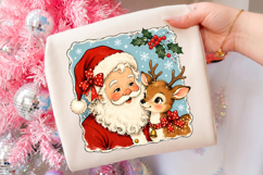 Cute Christmas Santa Reindeer PNG,Christmas Shirt PNG Product Image 3