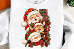 Cute Christmas Santa Reindeer Snowman PNG Product Image 2