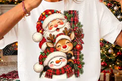Cute Christmas Santa Reindeer Snowman PNG Product Image 3
