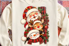 Cute Christmas Santa Reindeer Snowman PNG Product Image 4