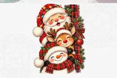 Cute Christmas Santa Reindeer Snowman PNG Product Image 5