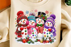 Cute Christmas Snowman Family PNG | Colorful Winter Holiday Product Image 2