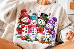 Cute Christmas Snowman Family PNG | Colorful Winter Holiday Product Image 3