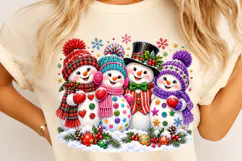 Cute Christmas Snowman Family PNG | Colorful Winter Holiday Product Image 4