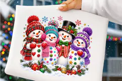 Cute Christmas Snowman Family PNG | Colorful Winter Holiday Product Image 5