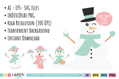 Christmas Apparel Snowman PNG Bundle