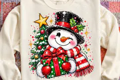 Christmas Snowman PNG with Gift Cute Snowman in Top Hat and Product Image 4