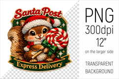 Cute Christmas Squirrel Patch-style Illustration. Perfect for Christmas-themed creations, apparel and mugs to greeting cards, stickers, gift tags, and more.