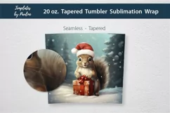 Cute Christmas Squirrel Skinny Tumbler Wrap for Sublimation