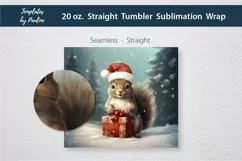 Cute Christmas Squirrel Skinny Tumbler Wrap for Sublimation