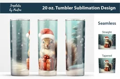 Cute Christmas Squirrel Skinny Tumbler Wrap for Sublimation