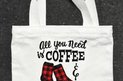 Cozy Christmas Buffalo Plaid SVG, Coffee and Fuzzy Socks SVG Product Image 7