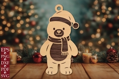 Cute Christmas Teddy Bear Ornament SVG Product Image 1