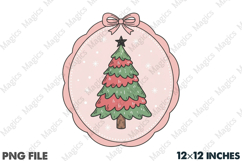 Cute Christmas Tree Coquette Frame PNG Product Image 1
