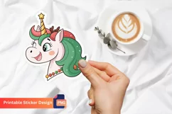 Cute Christmas Unicorn Sticker, Festive Unicorn Sticker Product Image 1