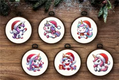 Cute Christmas Unicorns. Clipart, PNG. Product Image 5