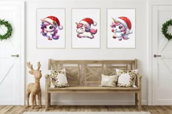 Cute Christmas Unicorns. Clipart, PNG. Product Image 6