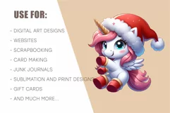 Cute Christmas Unicorns. Clipart, PNG. Product Image 8
