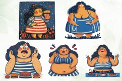Cute Chubby Fat Girl Sublimation Clipart Product Image 4