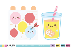Circus invitation decoration graphics with pastel kawaii carnival style