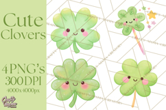 Kawaii Shamrock Cuties PNG, Cute St Patricks Day Clipart Product Image 1