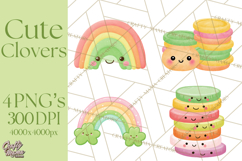 Kawaii Shamrock Cuties PNG, Cute St Patricks Day Clipart Product Image 1