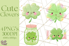 Kawaii Shamrock Cuties PNG, Cute St Patricks Day Clipart Product Image 1