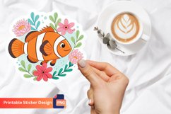 Cute Clown Fish Flowers Sticker, Tropical Fish Sticker Product Image 1