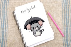 Watercolor Cute Color Full Mouse in Rain Clipart Bundle Product Image 4