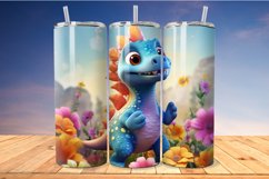 Cute Colorful Happy Dinosaur 20 Oz Skinny Tumbler Product Image 1
