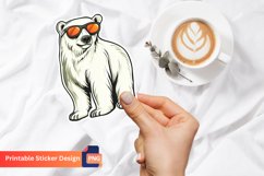 Cute Colorful Polar Bear with Sunglasses Sticker Product Image 1