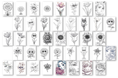 Summer flowers with Big Eyes Design |Coloring pagess Bundle Product Image 3