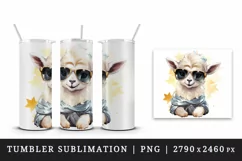 cute cool glamour lamb funny superstar animal sunglasses stars print 20 oz tumbler skinny mug wrap clipart t-shirt sublimation printable design