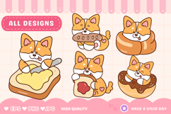 Cute Corgi Bread Clipart PNG Kawaii Dog Bakery Clipart 2 Product Image 2