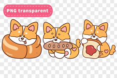 Cute Corgi Bread Clipart PNG Kawaii Dog Bakery Clipart 2 Product Image 3