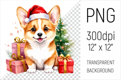 Cute Corgi Puppy  with Santa Hat. Perfect for sublimation, greeting cards, stickers, planners, DIY gifts, and all your holiday projects!