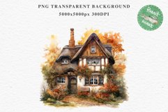 Cute Cottage English Rusty House Clipart Cabin Garden Floral Nursery wall art card making collage printable files xmas decor junk journal sublimation files watercolor Cute Cottage English Rusty House clipart, victorian Landscape spring, European summer