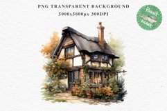 Cute Cottage English Rusty House Clipart Cabin Garden Floral Nursery wall art card making collage printable files xmas decor junk journal sublimation files watercolor Cute Cottage English Rusty House clipart, victorian Landscape spring, European summer