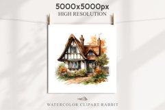 Cute Cottage English Rusty House Clipart Cabin Garden Floral Nursery wall art card making collage printable files xmas decor junk journal sublimation files watercolor Cute Cottage English Rusty House clipart, victorian Landscape spring, European summer