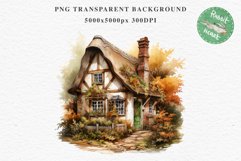 Cute Cottage English Rusty House Clipart Cabin Garden Floral Nursery wall art card making collage printable files xmas decor junk journal sublimation files watercolor Cute Cottage English Rusty House clipart, victorian Landscape spring, European summer