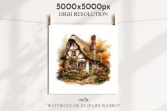 Cute Cottage English Rusty House Clipart Cabin Garden Floral Nursery wall art card making collage printable files xmas decor junk journal sublimation files watercolor Cute Cottage English Rusty House clipart, victorian Landscape spring, European summer