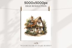 Cute Cottage English Rusty House Clipart Cabin Garden Floral Nursery wall art card making collage printable files xmas decor junk journal sublimation files watercolor Cute Cottage English Rusty House clipart, victorian Landscape spring, European summer