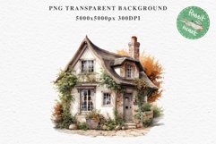 Cute Cottage English Rusty House Clipart Cabin Garden Floral Nursery wall art card making collage printable files xmas decor junk journal sublimation files watercolor Cute Cottage English Rusty House clipart, victorian Landscape spring, European summer