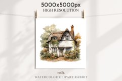 Cute Cottage English Rusty House Clipart Cabin Garden Floral Nursery wall art card making collage printable files xmas decor junk journal sublimation files watercolor Cute Cottage English Rusty House clipart, victorian Landscape spring, European summer