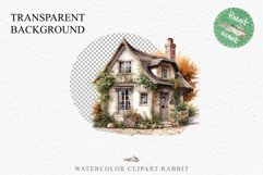 Cute Cottage English Rusty House Clipart Cabin Garden Floral Nursery wall art card making collage printable files xmas decor junk journal sublimation files watercolor Cute Cottage English Rusty House clipart, victorian Landscape spring, European summer
