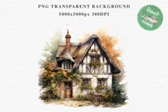 Cute Cottage English Rusty House Clipart Cabin Garden Floral Nursery wall art card making collage printable files xmas decor junk journal sublimation files watercolor Cute Cottage English Rusty House clipart, victorian Landscape spring, European summer